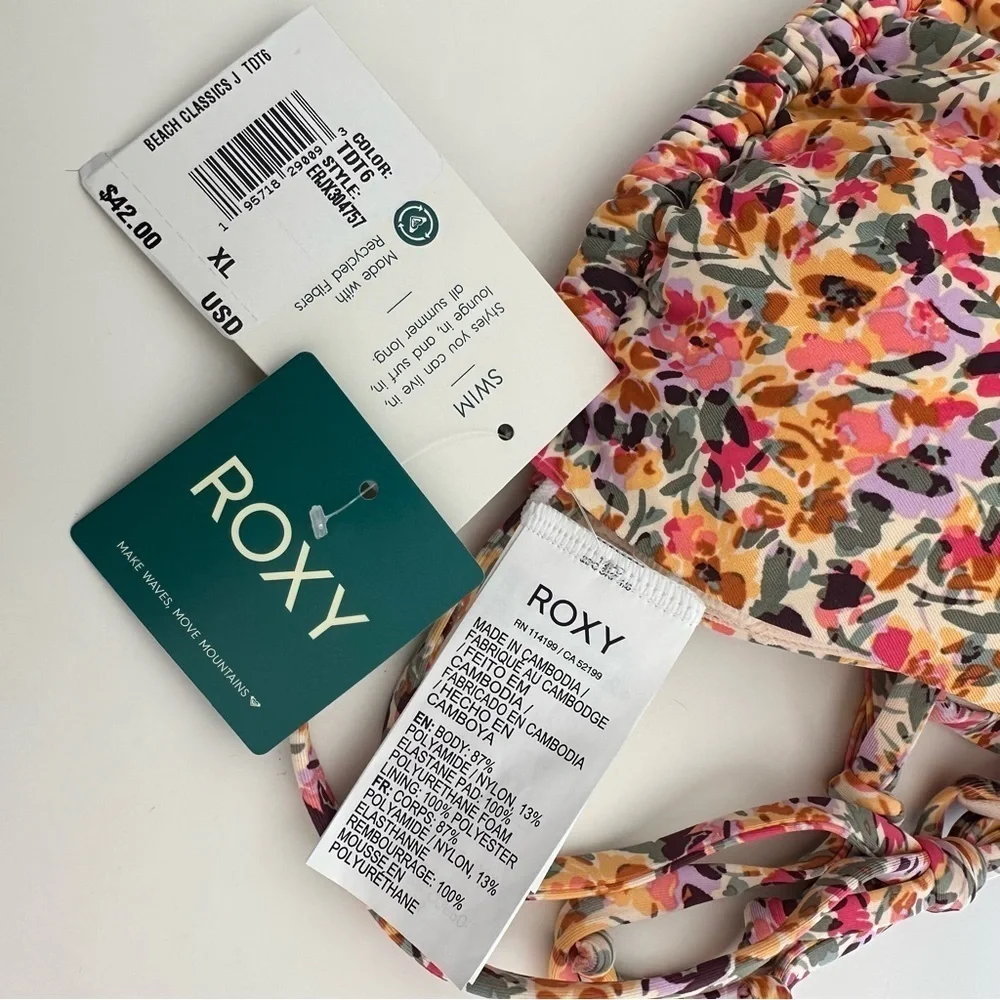 Roxy Floral Bikini Triangle Top and Ultracheeky Bottom - Picture 7 of 9